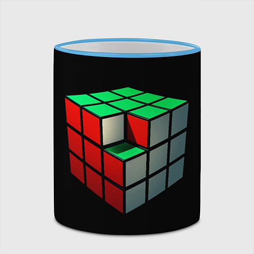 Кружка цветная Кубик Рубика / 3D-Небесно-голубой кант – фото 2