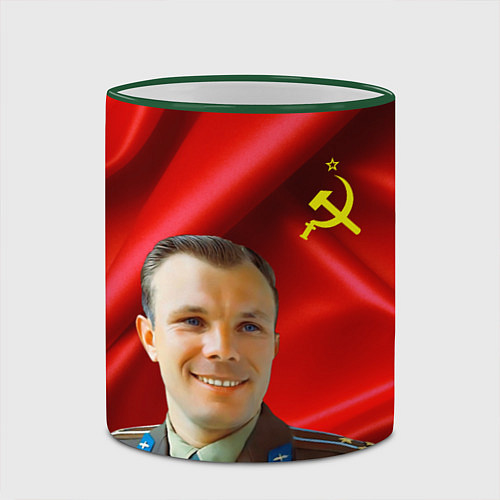 Кружка цветная Юрий Гагарин / 3D-Зеленый кант – фото 2