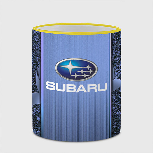 Кружка цветная SUBARU / 3D-Желтый кант – фото 2