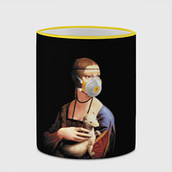 Кружка 3D Чечилия Галлерани - дама с горностаем, цвет: 3D-желтый кант — фото 2