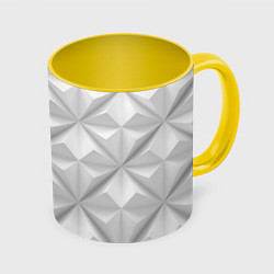Кружка 3D Ромбы, цвет: 3D-белый + желтый