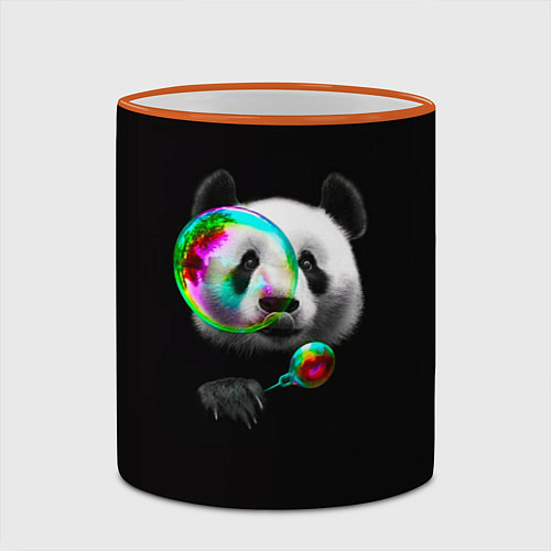 Кружка цветная Панда и мыльный пузырь / 3D-Оранжевый кант – фото 2