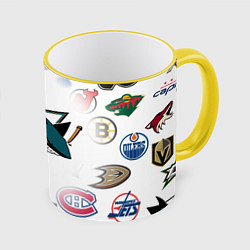 Кружка 3D San Jose Sharks NHL teams pattern, цвет: 3D-желтый кант