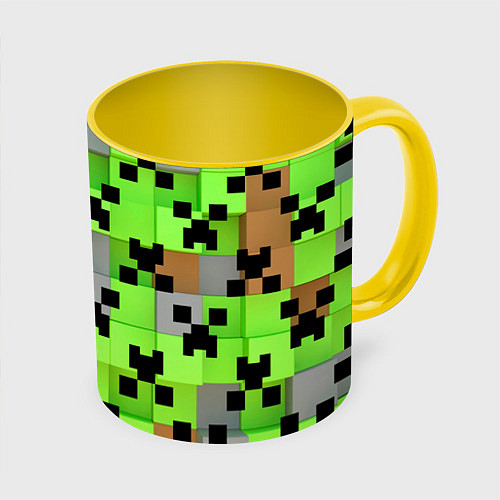 Кружка цветная Minecraft / 3D-Белый + желтый – фото 1