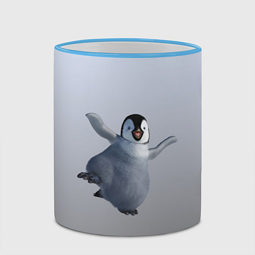 Кружка цветная Мультяшный пингвин / 3D-Небесно-голубой кант – фото 2