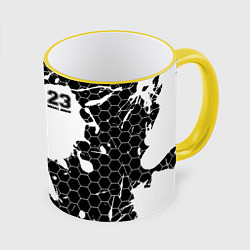 Кружка 3D Michael Jordan 23, цвет: 3D-желтый кант