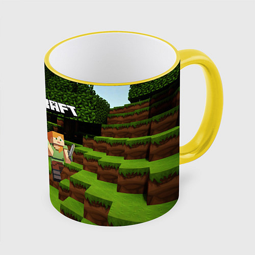 Кружка цветная Minecraft / 3D-Желтый кант – фото 1