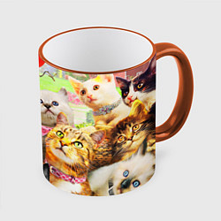 Кружка 3D КОТЫ, цвет: 3D-оранжевый кант