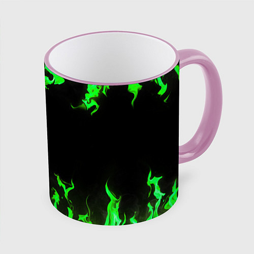 Кружка цветная GREEN FIRE ОГОНЬ / 3D-Розовый кант – фото 1