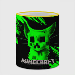 Кружка 3D MINECRAFT CREEPER CAT, цвет: 3D-желтый кант — фото 2
