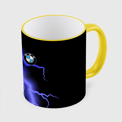 Кружка цветная BMW / 3D-Желтый кант – фото 1