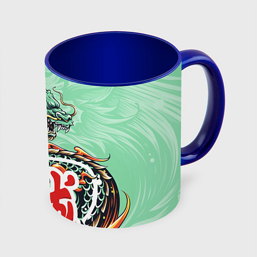 Кружка цветная Изумрудный дракон / 3D-Белый + синий – фото 1