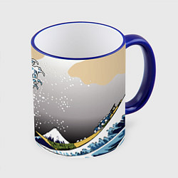 Кружка 3D The great wave off kanagawa, цвет: 3D-синий кант