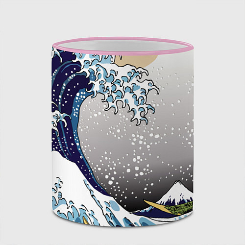 Кружка цветная The great wave off kanagawa / 3D-Розовый кант – фото 2
