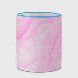 Кружка 3D Розовые разводы краска зефир, цвет: 3D-небесно-голубой кант — фото 2