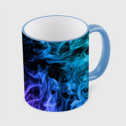 Кружка 3D ОГОНЬ НЕОН, цвет: 3D-небесно-голубой кант