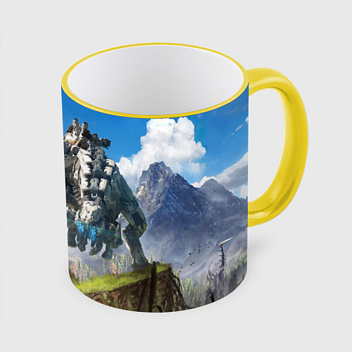 Кружка цветная HORIZON ZERO DAWN / 3D-Желтый кант – фото 1