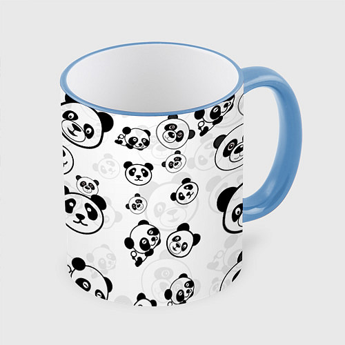 Кружка цветная Панды / 3D-Небесно-голубой кант – фото 1