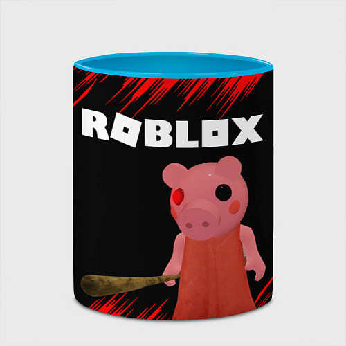 Кружка цветная Roblox Piggy / 3D-Белый + небесно-голубой – фото 2