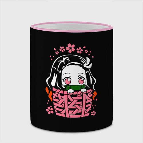 Кружка цветная KIMETSU NO YAIBA NEZUKO / 3D-Розовый кант – фото 2