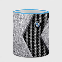 Кружка 3D BMW - emblem - metal - texture, цвет: 3D-небесно-голубой кант — фото 2