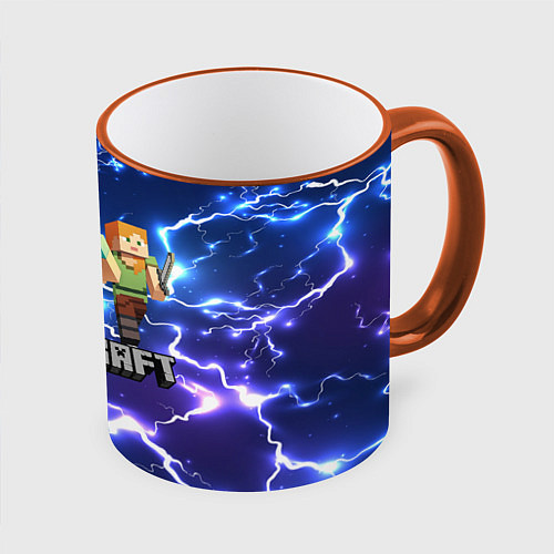 Кружка цветная MINECRAFT МАЙНКРАФТ / 3D-Оранжевый кант – фото 1