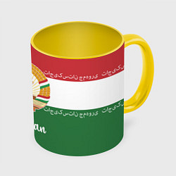 Кружка 3D Таджикистан, цвет: 3D-белый + желтый