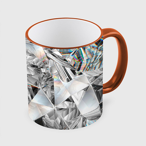 Кружка цветная Зеркальный калейдоскоп / 3D-Оранжевый кант – фото 1