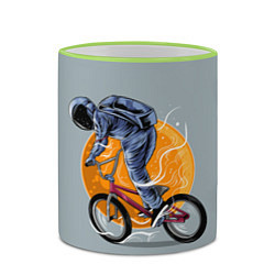 Кружка 3D Космический велосипедист Z, цвет: 3D-светло-зеленый кант — фото 2