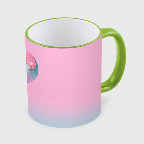 Кружка цветная Фея / 3D-Светло-зеленый кант – фото 1