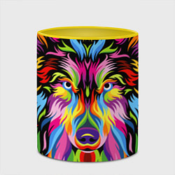 Кружка 3D Neon wolf, цвет: 3D-белый + желтый — фото 2