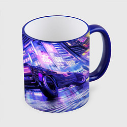 Кружка 3D Cyberpunk city, цвет: 3D-синий кант