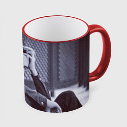 Кружка 3D Роберт Паттинсон, цвет: 3D-красный кант