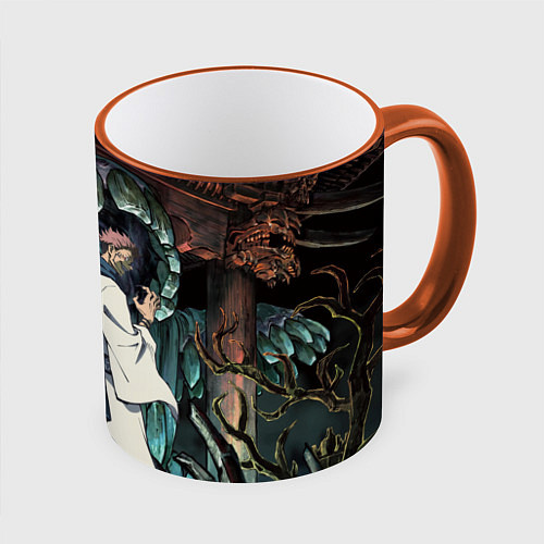 Кружка цветная Jujutsu Kaisen Sukuna подземелье / 3D-Оранжевый кант – фото 1
