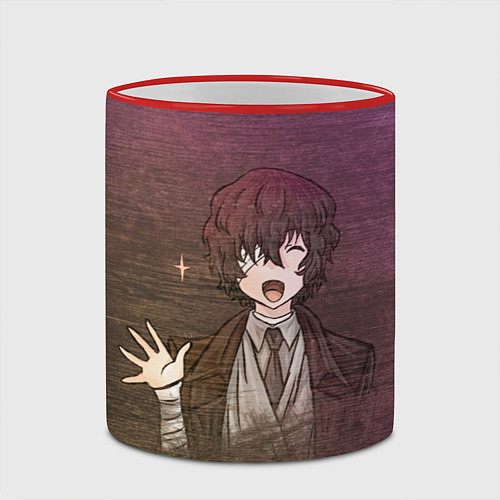Кружка цветная Дазай Осаму / 3D-Красный кант – фото 2