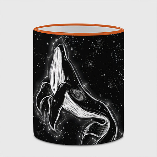 Кружка цветная Космический Кит / 3D-Оранжевый кант – фото 2