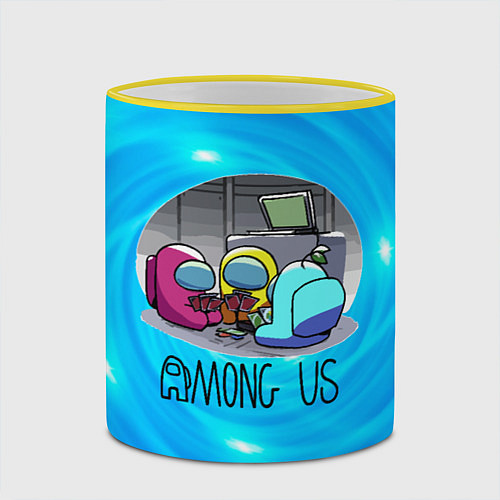 Кружка цветная Among Us карты / 3D-Желтый кант – фото 2