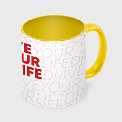 Кружка 3D Drive Your Live: Red, цвет: 3D-белый + желтый