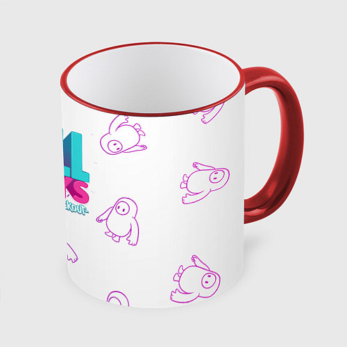 Кружка цветная Fall Guys / 3D-Красный кант – фото 1