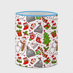 Кружка 3D Новогодний фон, цвет: 3D-небесно-голубой кант — фото 2