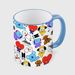 Кружка 3D BTS BT21, цвет: 3D-небесно-голубой кант