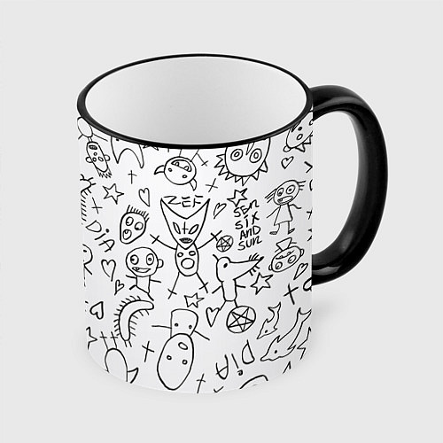 Кружка цветная DIE ANTWOORD / 3D-Черный кант – фото 1