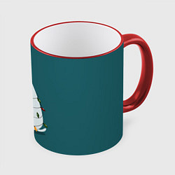 Кружка 3D Кото-ёлка, цвет: 3D-красный кант