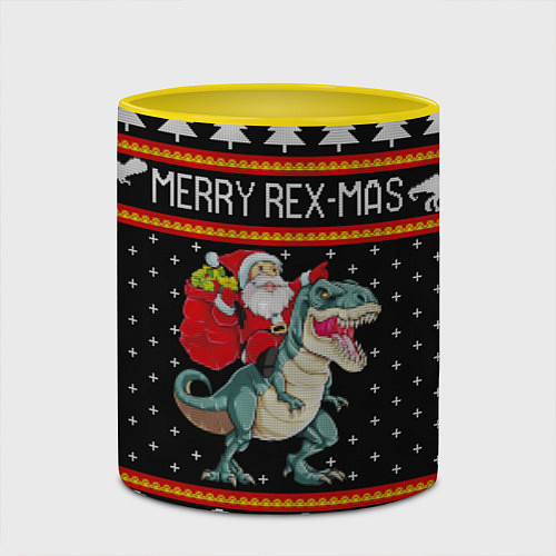 Кружка цветная Merry Rex-mas / 3D-Белый + желтый – фото 2