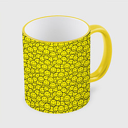 Кружка 3D Смайлики, цвет: 3D-желтый кант