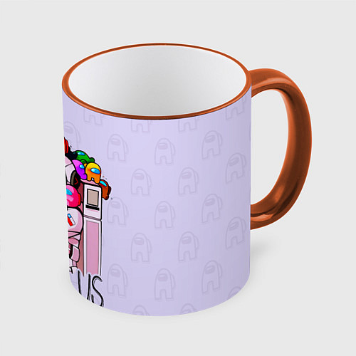 Кружка цветная Among Us / 3D-Оранжевый кант – фото 1