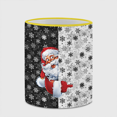 Кружка цветная Дед Мороз / 3D-Желтый кант – фото 2