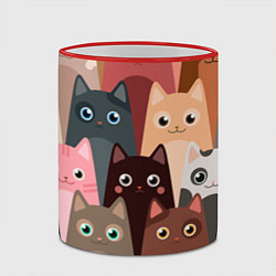 Кружка 3D Котики мультяшные, цвет: 3D-красный кант — фото 2
