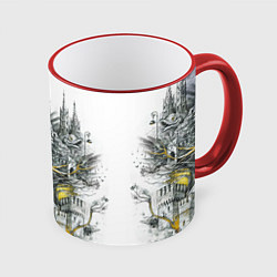 Кружка 3D Город в голове, цвет: 3D-красный кант