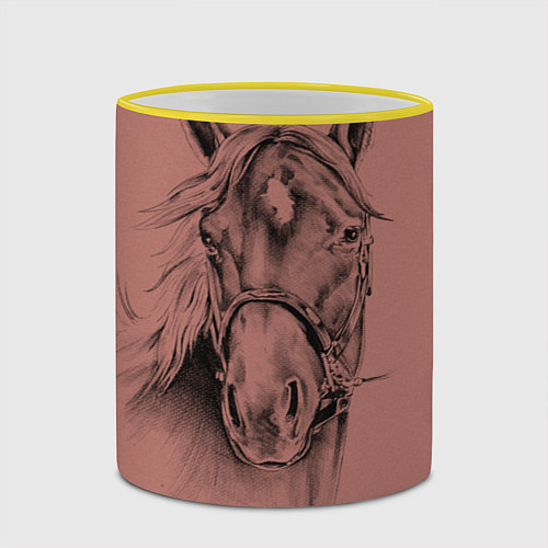 Кружка цветная Конь / 3D-Желтый кант – фото 2